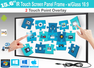LCD/LED 2 Touch IR Overlay Touch Screen Frame Panel 15.6" - w/ Glass 4:3