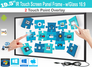 LCD/LED 2 Touch IR Overlay Touch Screen Frame Panel 19.5" - w/ Glass 16:9