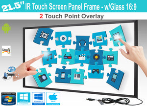 LCD/LED 2 Touch IR Overlay Touch Screen Frame Panel 21.5" - w/ Glass 16:9