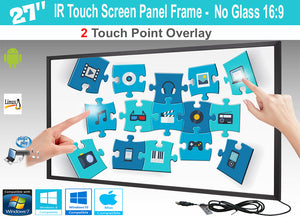 LCD/LED 2 Touch IR Overlay Touch Screen Frame Panel 27" - No/ Glass 16:9