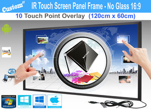 LCD/LED 10 Touch IR Overlay Touch Screen Frame Panel Interactive Custom" (120cm x 60cm) - No Glass 16:9